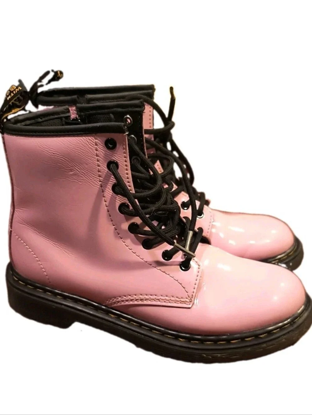 ​Dr. Martens 1460 J Pink Patent Leather Ankle Boots Youth Kids Size 3 US Wmns 5
